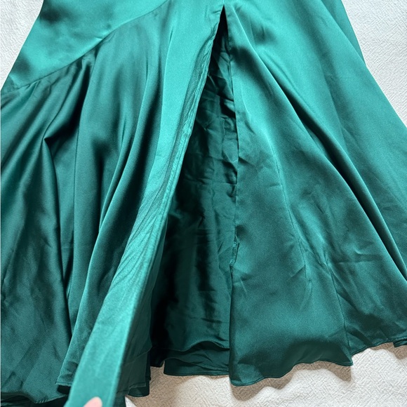 Fame and Partners Green Satin Maxi Gown Dress 8 - Picture 3 of 7